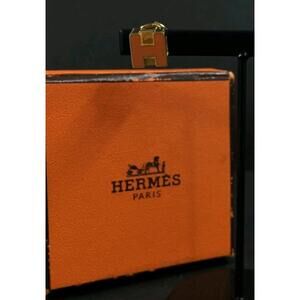 With Box! Hermes 2000’s Cage d’H Cube Orange Silver Earring 1 Earring Only